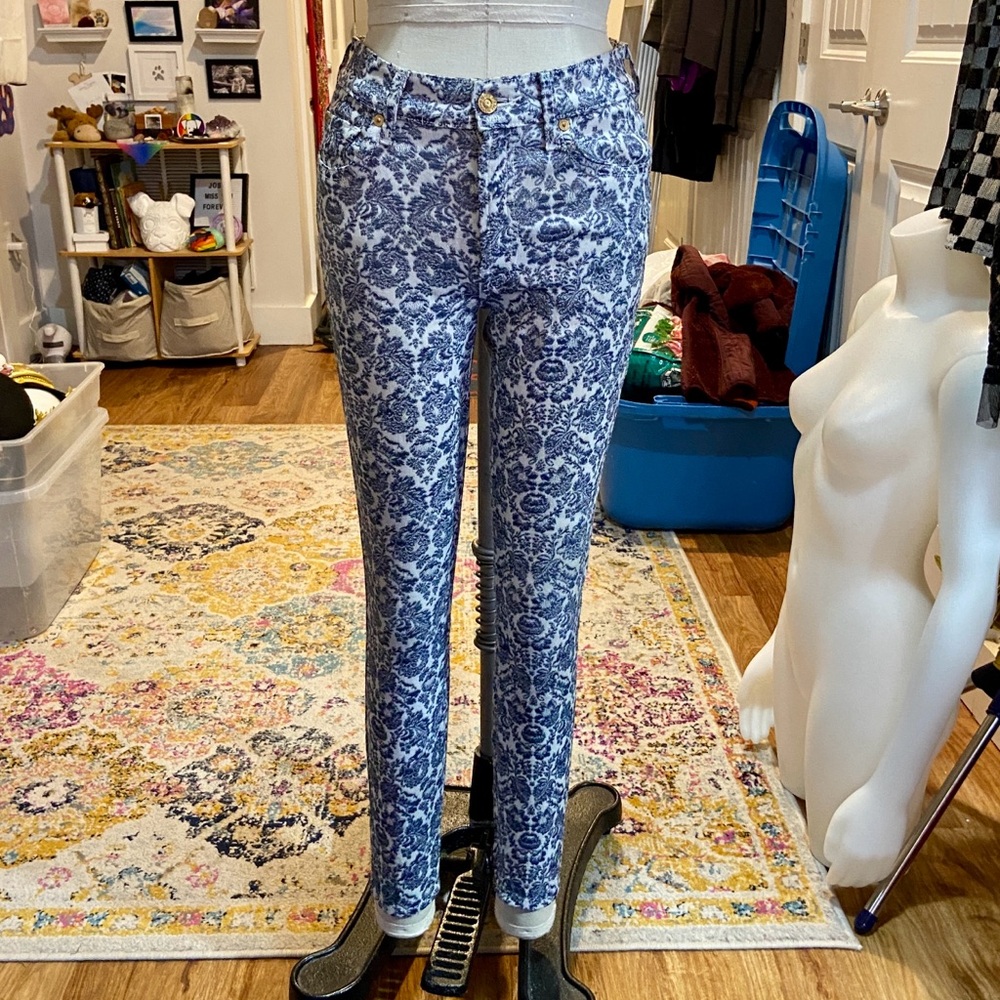 7 For All Mankind Blue Skinny Jeans